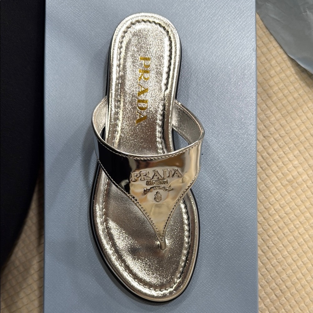 Prada Metallic Silver Women's Sandals
